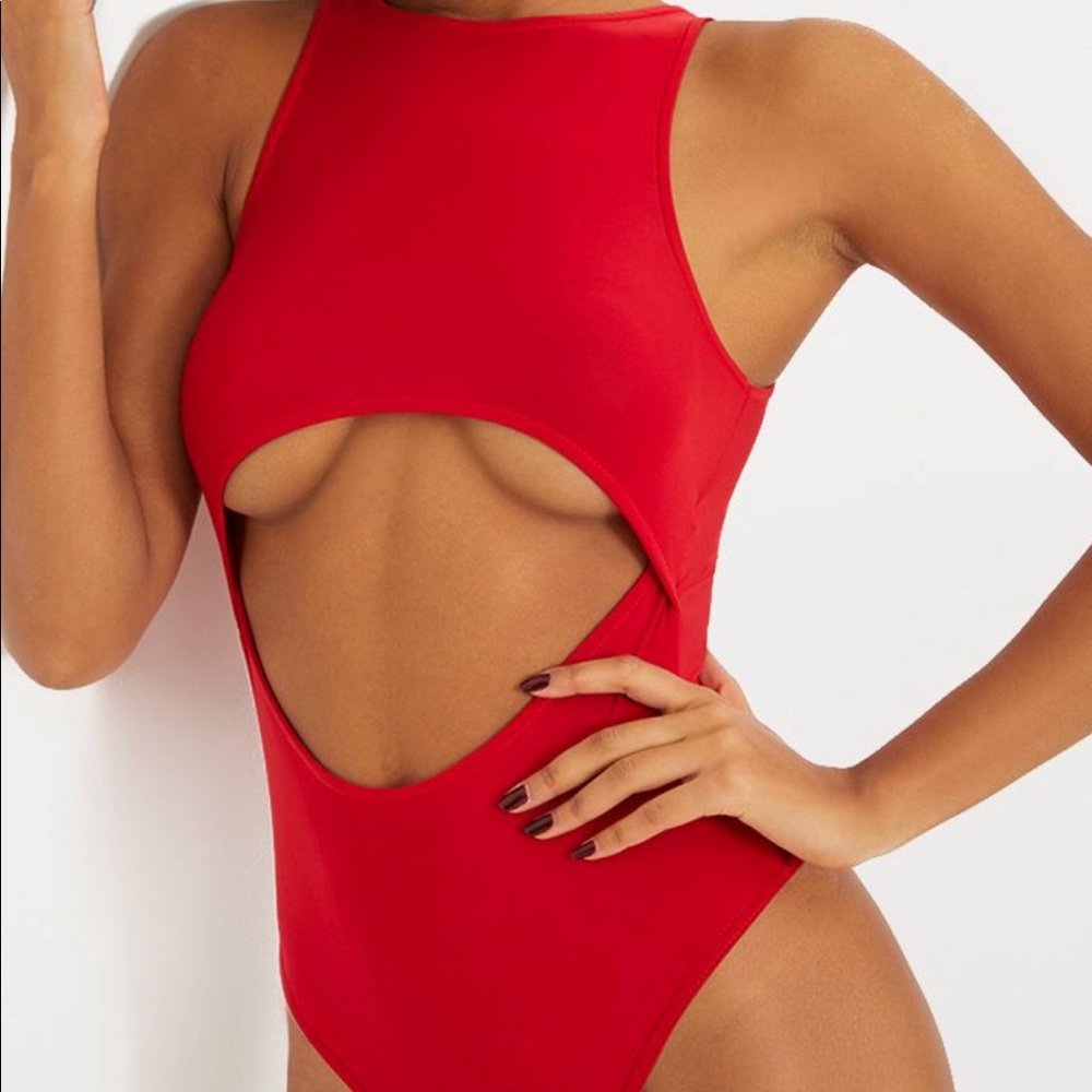 BRAND NEW red cut out bodysuit